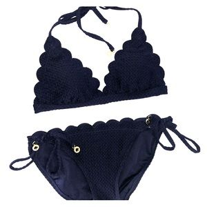 Designer Navy Kate Spade scallop swim set